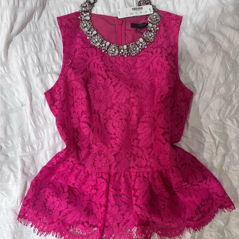 Elegant Pink Lace Sleeveless Top